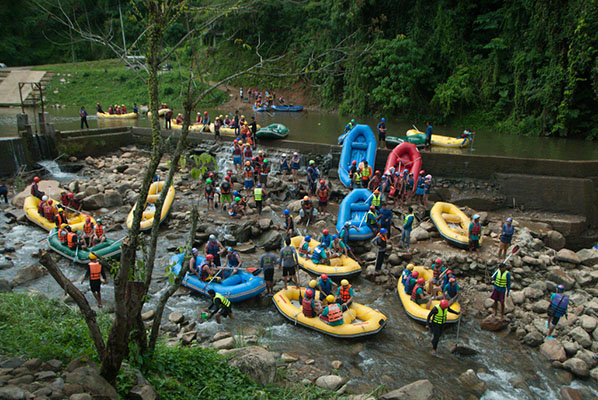 Getting ready to open the water gates at the Krabi White water rafting